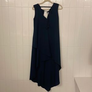 Adalyn Rae short to long navy dress.